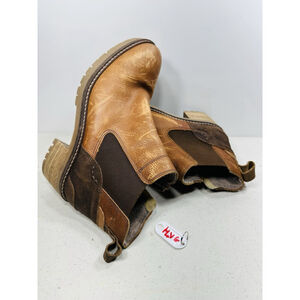 Bull Boxer Women's Leather Cory Ankle Pull On Block Boots Brown 10